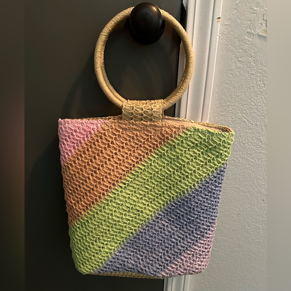 Jute rainbow handbag